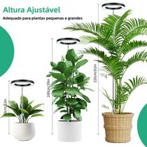Luz De Cultivo De Plantas Com Altura Ajustável E Temporizador Automático 3H 9H 12H, 10 Níveis De