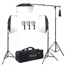 Luz de Estúdio - 3 Softboxes com iluminador de led + 3 Tripés