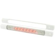 Luz de faixa de superfície Hella Marine com LEDs brancos/vermelhos de 12 V com interruptor