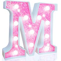 Luz de Letras Marquee LED Pooqla Rosa con Purpurina, a Pilas Luz de Letras Marquee LED Pooqla Rosa con Purpurina, a Pilas
