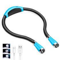 Luz de livro de pescoço TSINGREE USB recarregável 4 LED 3 modos azul