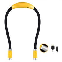 Luz de livro recarregável de 4 LED, luz de abraço de pescoço brilhante, luzes de leitura para ler na cama, 3 níveis de brilho, braços flexíveis de borracha macia, perfeita para quem gosta de ler, tricotar, fazer artesanato