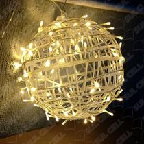 Luz de Natal Bola Vazada 20 Cm C/ 80 Leds Warm C/ Strobos Brancos Bivolt Ip44 Uso Externo
