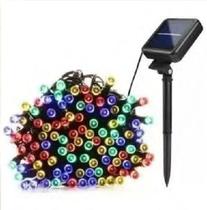 Luz de Natal Cordão 100 Lâmpadas Color LED Fio Verde 8F 10 Mts SOLAR