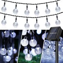 Luz de Natal Cordão 30 Bolas Cristal LED Branco 8F Fio Verde 6,5 Mts SOLAR Luz de Natal Cordão 30 Bolas Cristal LED Branco 8F Fio Verde 6,5 Mts SOLAR