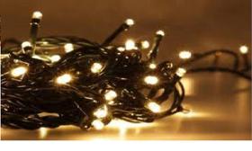 Luz de Natal Cordão 300 Lâmpadas LED Warm Branco Morno Fio Verde M/F 30 Mts 127V