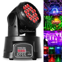 Luz de Palco Moving Head Mini RGB com Controle DMX 8 Canais e Alta Potência HL6818