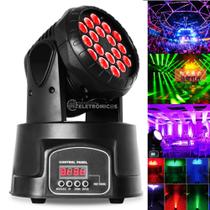 Luz de Palco Moving Head RGB com Controle DMX, Master/Slave e Microfone Embutido HL6818