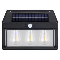 Luz de parede com sensor de movimento solar para exterior, branca quente, 3 lâmpadas Luz de parede com sensor de movimento solar para exterior, branca quente, 3 lâmpadas