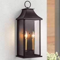 Luz de parede externa Lawyettle 52 cm, 2 luzes, bronze polido a óleo Luz de parede externa Lawyettle 52 cm, 2 luzes, bronze polido a óleo