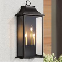 Luz de parede externa Lawyettle 63 cm 3 luzes preta impermeável Luz de parede externa Lawyettle 63 cm 3 luzes preta impermeável