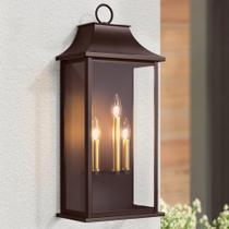 Luz de parede externa Lawyettle 63,5 cm, 3 luzes, bronze, impermeável Luz de parede externa Lawyettle 63,5 cm, 3 luzes, bronze, impermeável