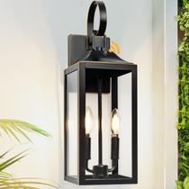 Luz de parede externa Yolsunes 48 cm Black Gold Trim Dusk-to-Dawn