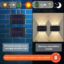 Luz de parede recarregavel solar Kit 4X Arandela Jardim Externa 10LED a prova dagua Luz de parede recarregavel solar Kit 4X Arandela Jardim Externa 10LED a prova dagua