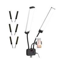 Luz De Preenchimento LED De Braços Duplos Bi-Color Regulável Com 3 Modos E Suporte Para Celular Para