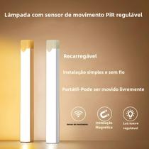 Luz de Sensor de Movimento Recarregável para Armário e Escadas