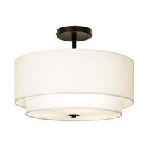 Luz de teto CALOKES 41 cm, tambor duplo, 3 luzes, tecido branco Luz de teto CALOKES 41 cm, tambor duplo, 3 luzes, tecido branco