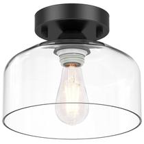 Luz de teto LACCEN Semi Flush Mount Clear Glass Matte Black