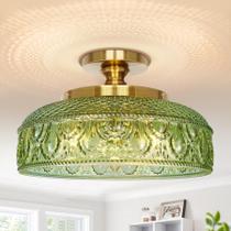 Luz de teto Lamomo Semi Flush 31x20x12cm verde de 3 lâmpadas Luz de teto Lamomo Semi Flush 31x20x12cm verde de 3 lâmpadas