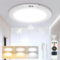 Luz De Teto LED Sem Fio Regulável Com Sensor De Movimento PIR Controle Remoto Temporizador Luz De Teto LED Sem Fio Regulável Com Sensor De Movimento PIR Controle Remoto Temporizador