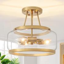 Luz de teto LZLDCJ Brushed Gold 30 cm Semi Flush 3-Light Luz de teto LZLDCJ Brushed Gold 30 cm Semi Flush 3-Light