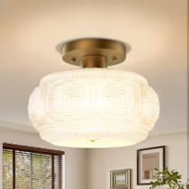 Luz de teto OYKYOHEI Semi Flush Mount Milk Glass Vintage Luz de teto OYKYOHEI Semi Flush Mount Milk Glass Vintage