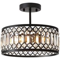 Luz de teto Pevfah Crystal Black 3-Light Modern 31cm