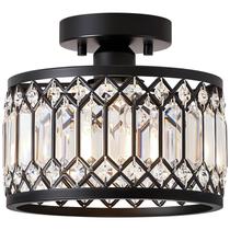 Luz de teto Pevfah Crystal Semi Flush 23 cm preta
