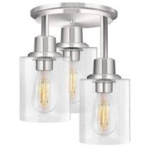 Luz de teto ROTTOGOON Semi Flush Mount de 3 luzes em níquel escovado Luz de teto ROTTOGOON Semi Flush Mount de 3 luzes em níquel escovado