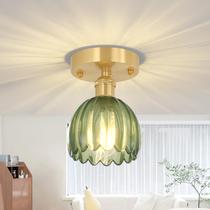 Luz de teto Shenmoyl Semi Flush Mount Green Tulip Glass Luz de teto Shenmoyl Semi Flush Mount Green Tulip Glass