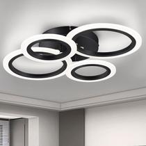 Luz de teto TEMINBU Modern 4 Rings Black 4000K 110-265V