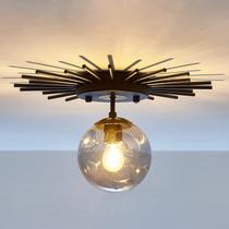 Luz de teto UOFUS Small Black Flush Mount Glass 1-Light
