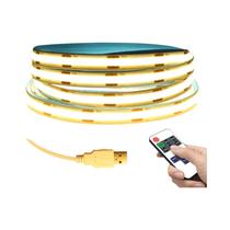Luz De Tira LED COB Regulável 2M 3M 5M Branco Quente Branco USB RF Controle Remoto Para Iluminação