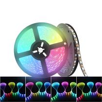 Luz De Tira LED RGB IC Endereçável À Prova D'água Preta 5V DC 5050 300LED SMD Lâmpada De Fita