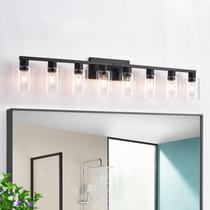 Luz de Tocador para Baño HDASIC con 8 Luces en Vidrio Negro Mate