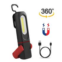 Luz De Trabalho LED COB Recarregável Com Base Magnética E Gancho Para Pendurar Para Garagem De