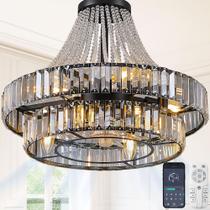 Luz de ventilador de teto HEMLDAN 20" Crystal Remote 110V