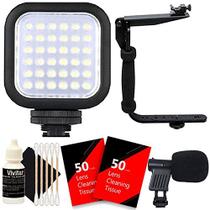Luz de vídeo LED compacta digital +microfone+suporte de flash