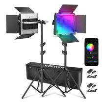 Luz de vídeo LED Neewer 660 PRO II RGB 50W, pacote com 2 unidades com kit de suporte Luz de vídeo LED Neewer 660 PRO II RGB 50W, pacote com 2 unidades com kit de suporte