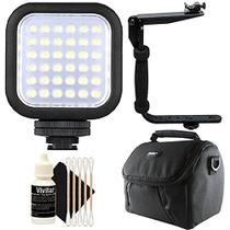 Luz de vídeo LED, suporte de flash, estojo, kit de limpeza de 3 peças