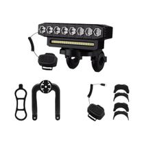 Luz Dianteira De Bicicleta Recarregável USB À Prova D'água Com 8 LEDs Com Buzina 6 Modos Faróis De