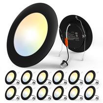 Luz embutida Amico 5/6", pacote com 12 unidades, 5CCT, LED, 12W, 110V, preta