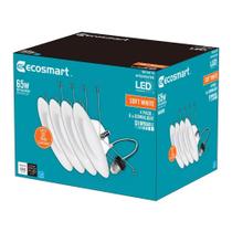Luz embutida EcoSmart LED integrada de 6 polegadas branca (pacote com 4) Luz embutida EcoSmart LED integrada de 6 polegadas branca (pacote com 4)