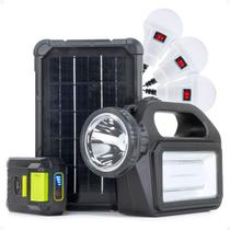 Luz Emergência Recarregável Lanterna Solar Kit Com Lâmpadas