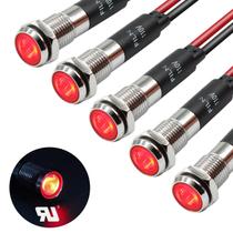 Luz indicadora FILN 8mm 110V 220V Lâmpada piloto de metal vermelha 5 unidades Luz indicadora FILN 8mm 110V 220V Lâmpada piloto de metal vermelha 5 unidades