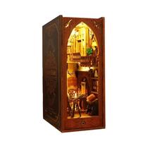 Luz Led Diy Livro Nook Casa De Boneca 3d Quebra-cabeça Estante De Madeira Decoração Modelo Presente