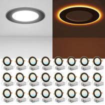Luz LED embutida Amico 4" preta dimerizável com luz noturna