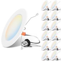 Luz LED embutida LVWIT 6" 10W regulável 5CCT, pacote com 12