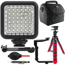 Luz LED para foto e vídeo +suporte de flash + caneta de lente + tripé