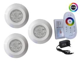 Luz Led Para Piscina 36m² Kit 3 Leds Rgb +módulo+ Fonte - Refelxmoon